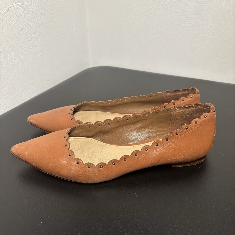 Coach Tan Scalloped Flats